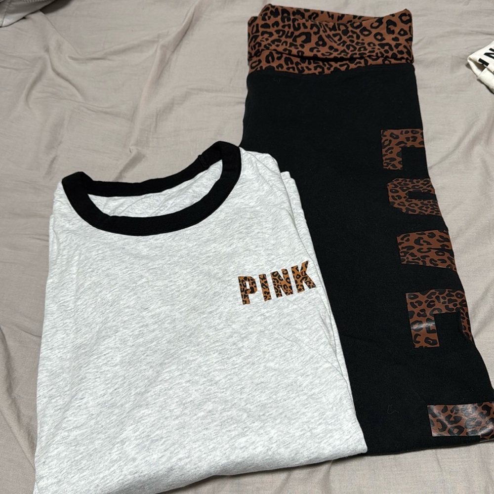 PINK cheetah shirt and legging set